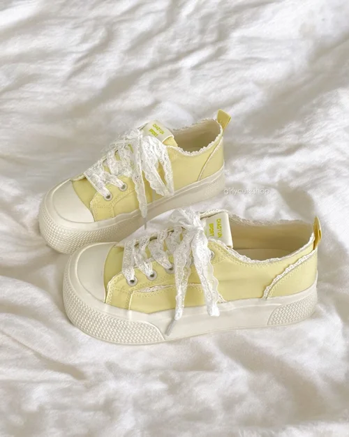 کفش دخترانه/زنانه پاستلی مدل LaceDream _بند گیپوری کد 801