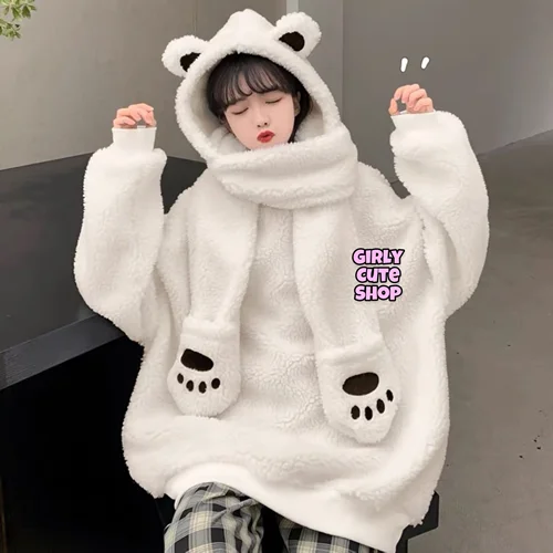 تدی سوپر کیوت کلاه شال و دستکش دار کد