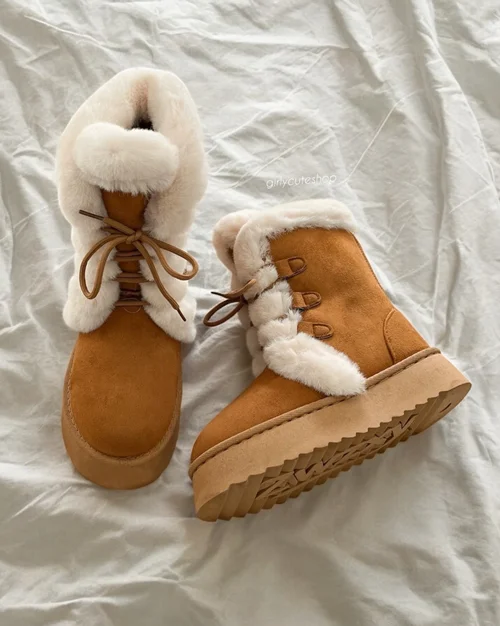 بوت مخمل خزدار پفی زنانه مدل لژدار طبی کد 830