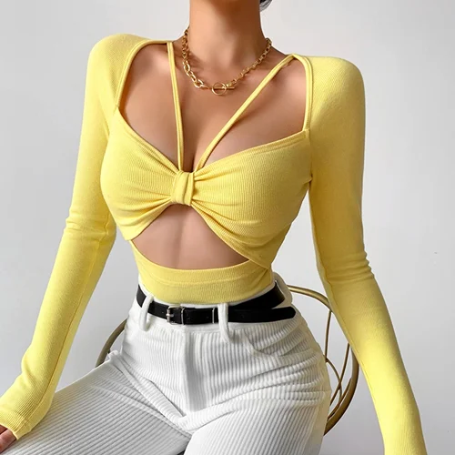 کراپ آستین دار از برند Instahot کد ۰۴۹۵