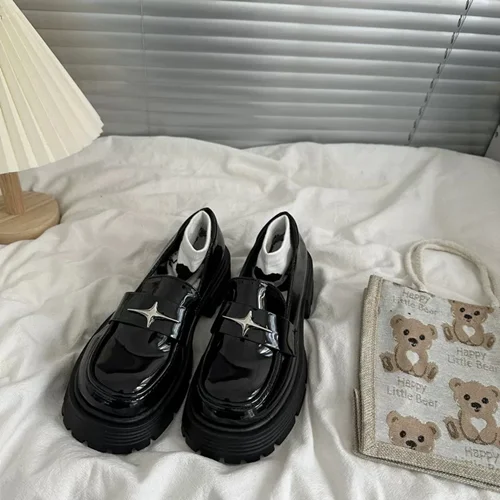 کفش لوفر /کالج مشکی زنانه مدل بریتیش استایل کد 724