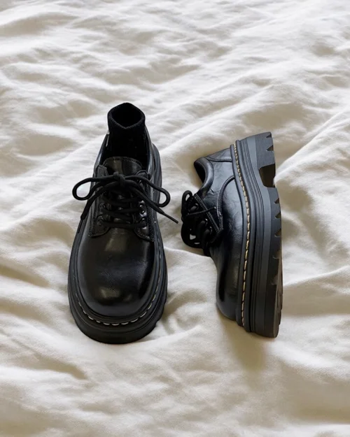 کفش آکسفورد زنانه چرمی لژدار – طرح دکتر مارتین کد 0811