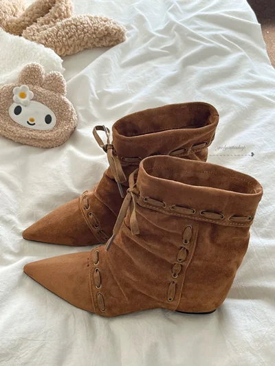 بوت مخمل جیر کابوی نوک تیز کد 823