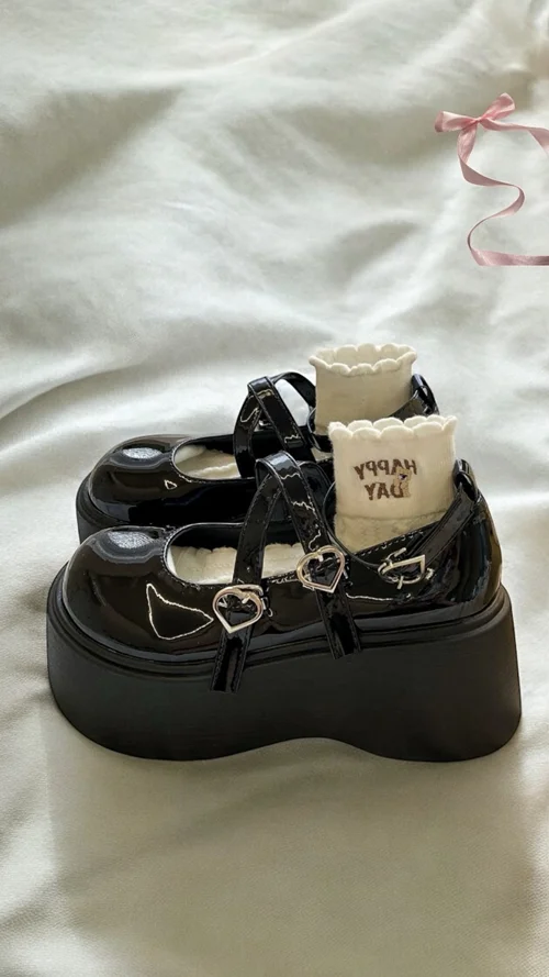 کفش مری جین پلتفرم سگک قلبی کد 771