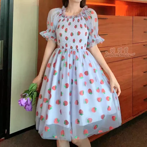 پیراهن کیوت توت فرنگی کد ۰۵۲۰