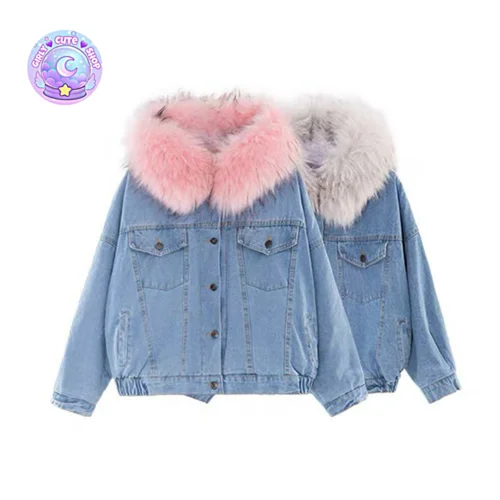 کت جین خزدار کد 0239